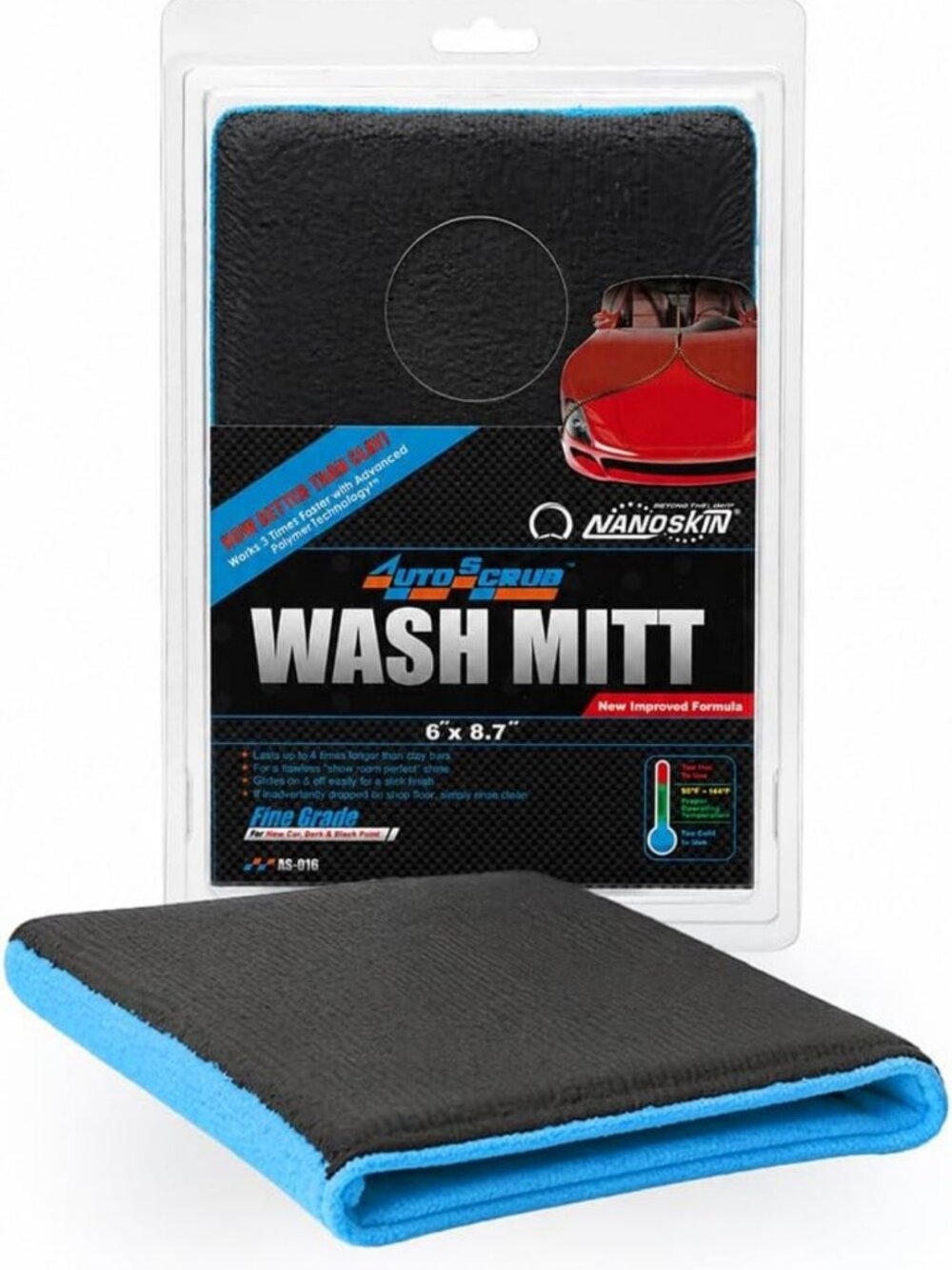 Fine Grade Microfiber Wash Mitt - Weft Knitted, 6"x8.7", Perfect for Car